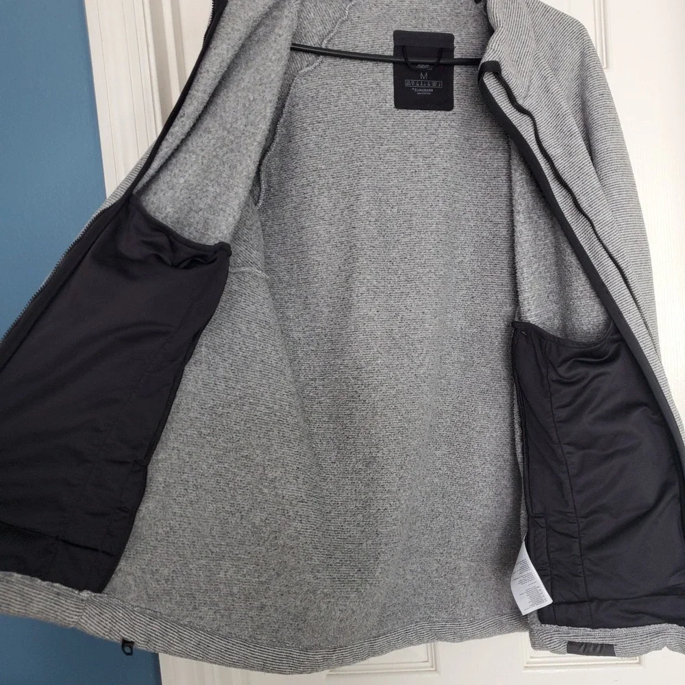 Adidas Terrex Climawarm Full Zip Jacket‎ Mens Size M Gray Striped Athleisure